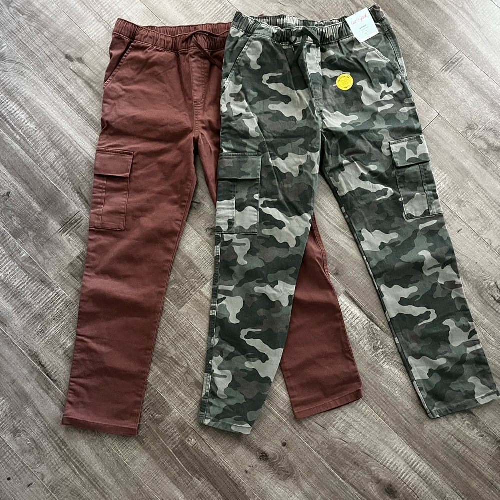 Pair of Kids Camo and Brown Cargo Pants
